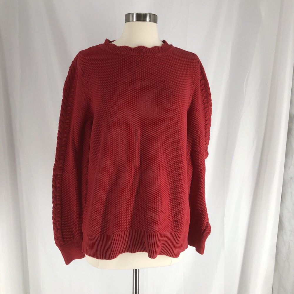 Loft Sweater Womens Large Red Long Sleeve